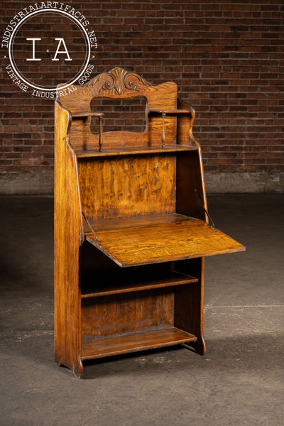Early 20th Century Oak Drop-Front Secretary Desk