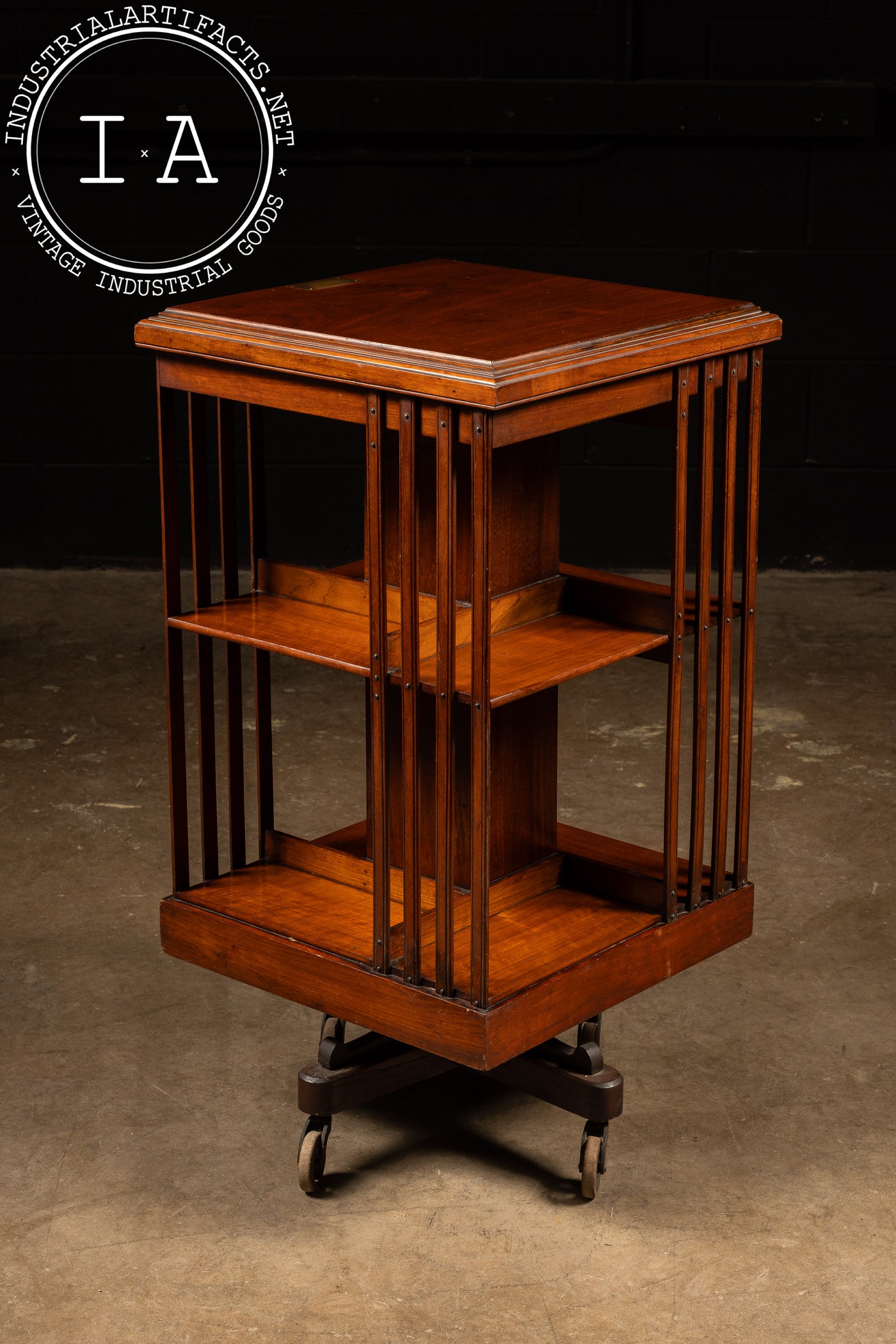 c. 1898 Solid Walnut Revolving Bookcase