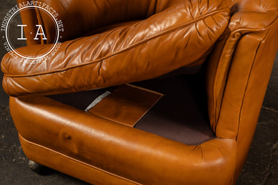 Pair of Tufted Barrel Back Leather Club Chairs by Classic Leather, Inc.