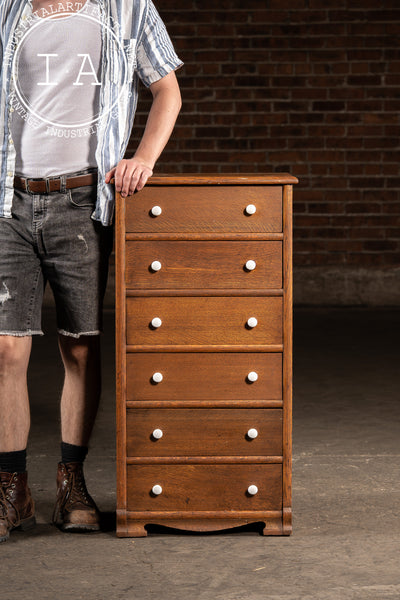 Vintage Oak Six-Drawer Swing-Out Cabinet
