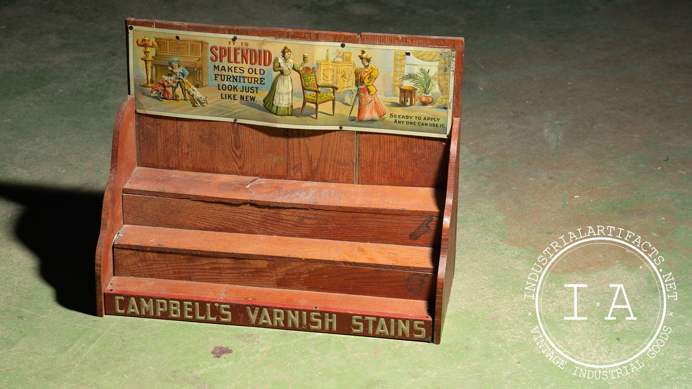 Antique Campbells Varnish Stains General Store Countertop Advertising Display