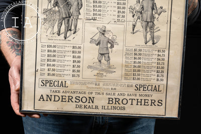 Antique Anderson Brothers Framed Advertisement