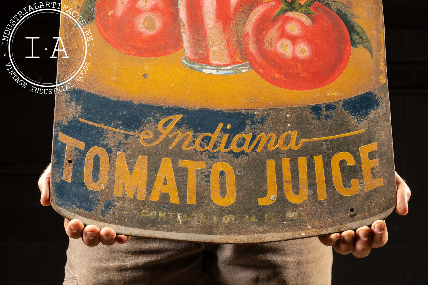 Heavy Painted Steel Red Gold Advertising Sign - Tomato Juice