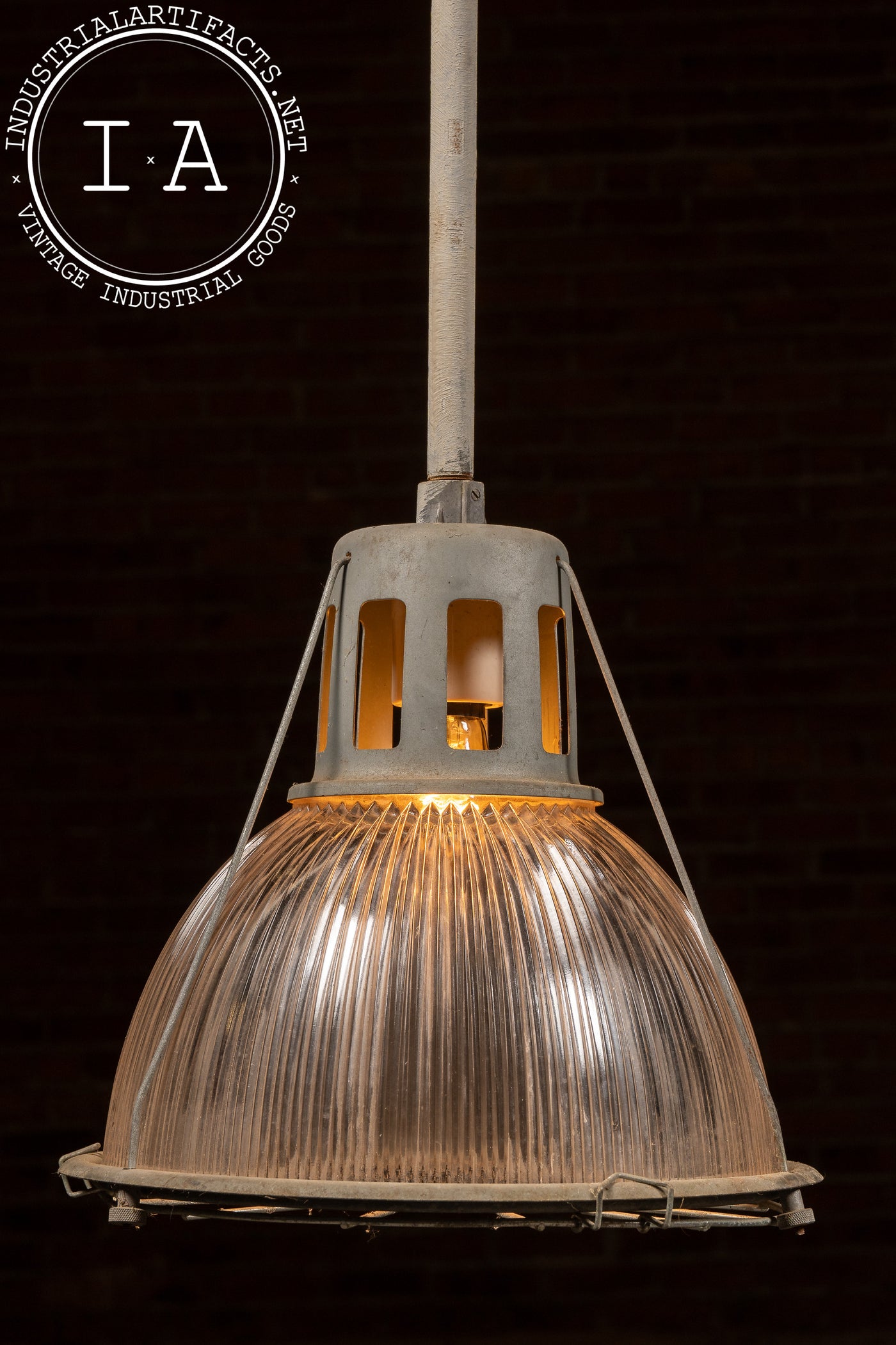 Vintage Industrial Holophane Ceiling Mount Light