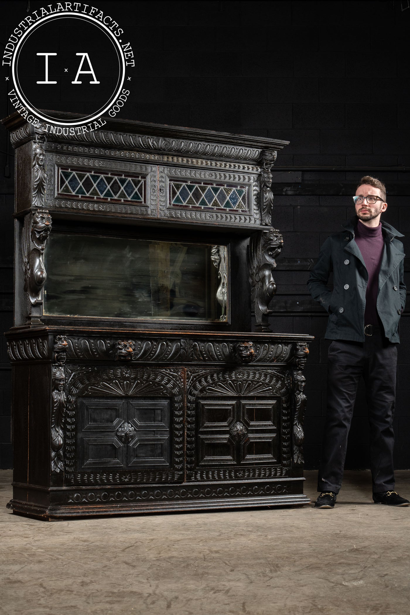 Late 19th Century English Ebonized Oak Hutch