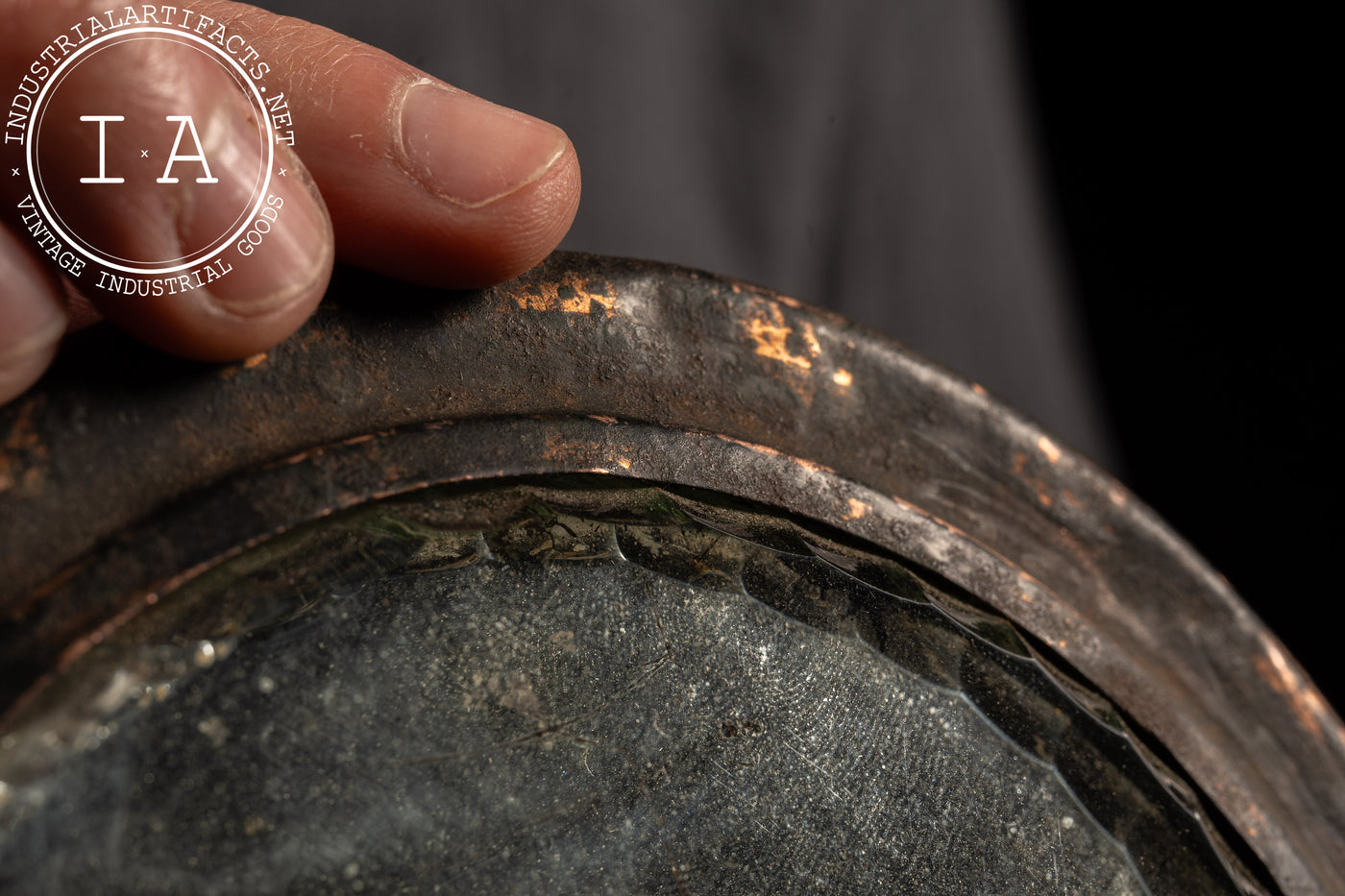 Antique Japanned Copper Hand Mirror