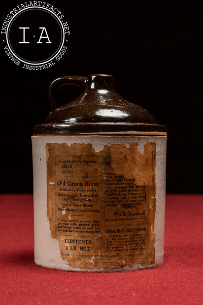 Early 20th Century Old Green River Tobacco Stoneware Advertising Jug