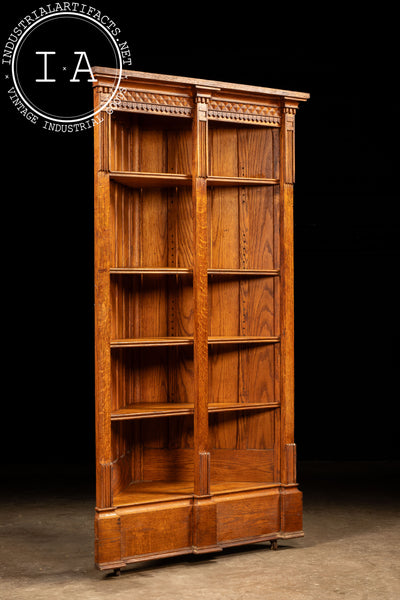 Antique Quarter-Sawn Walnut Rolling Corner Cabinet