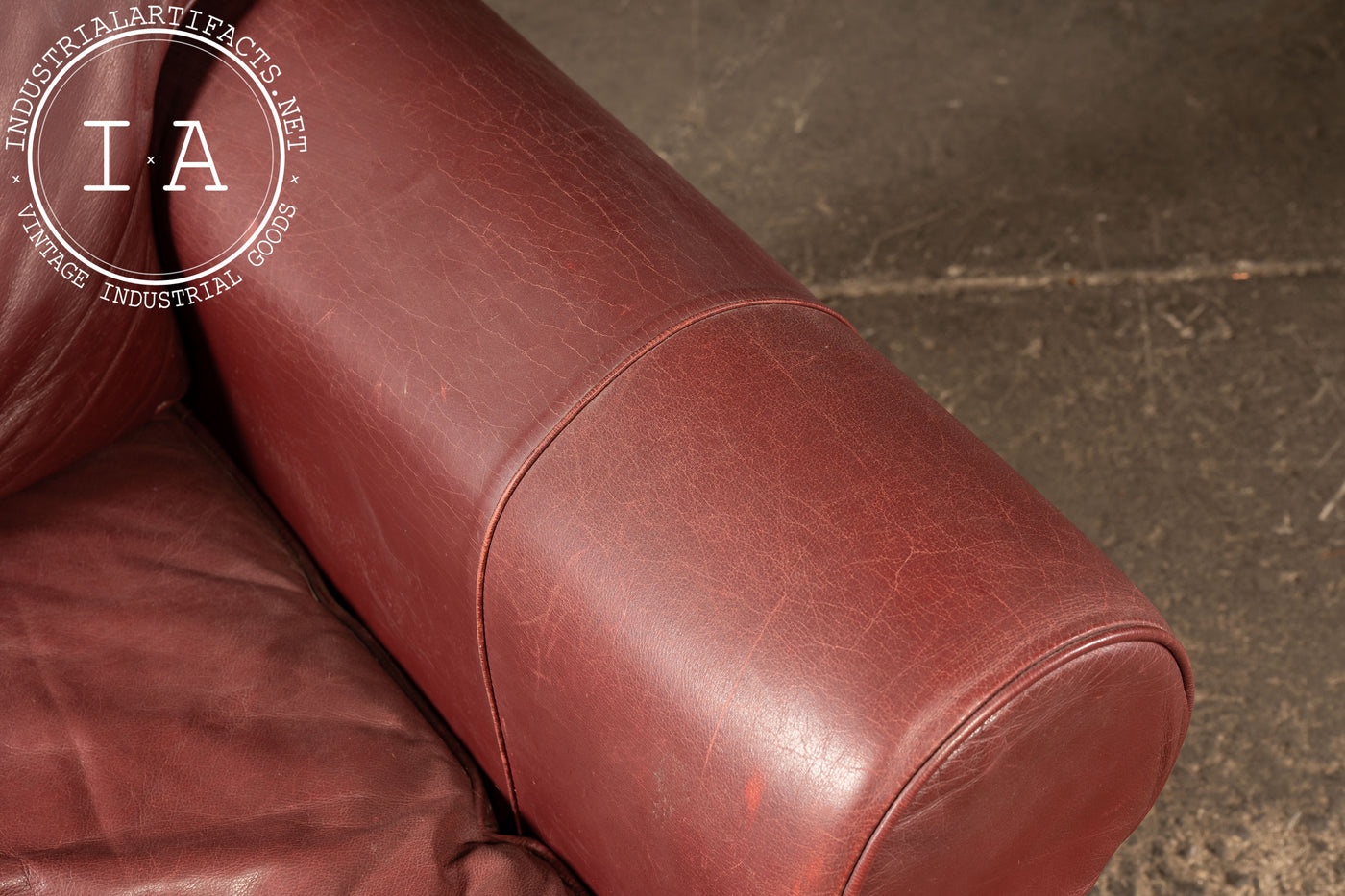 Red Leather Armchair with Ottoman