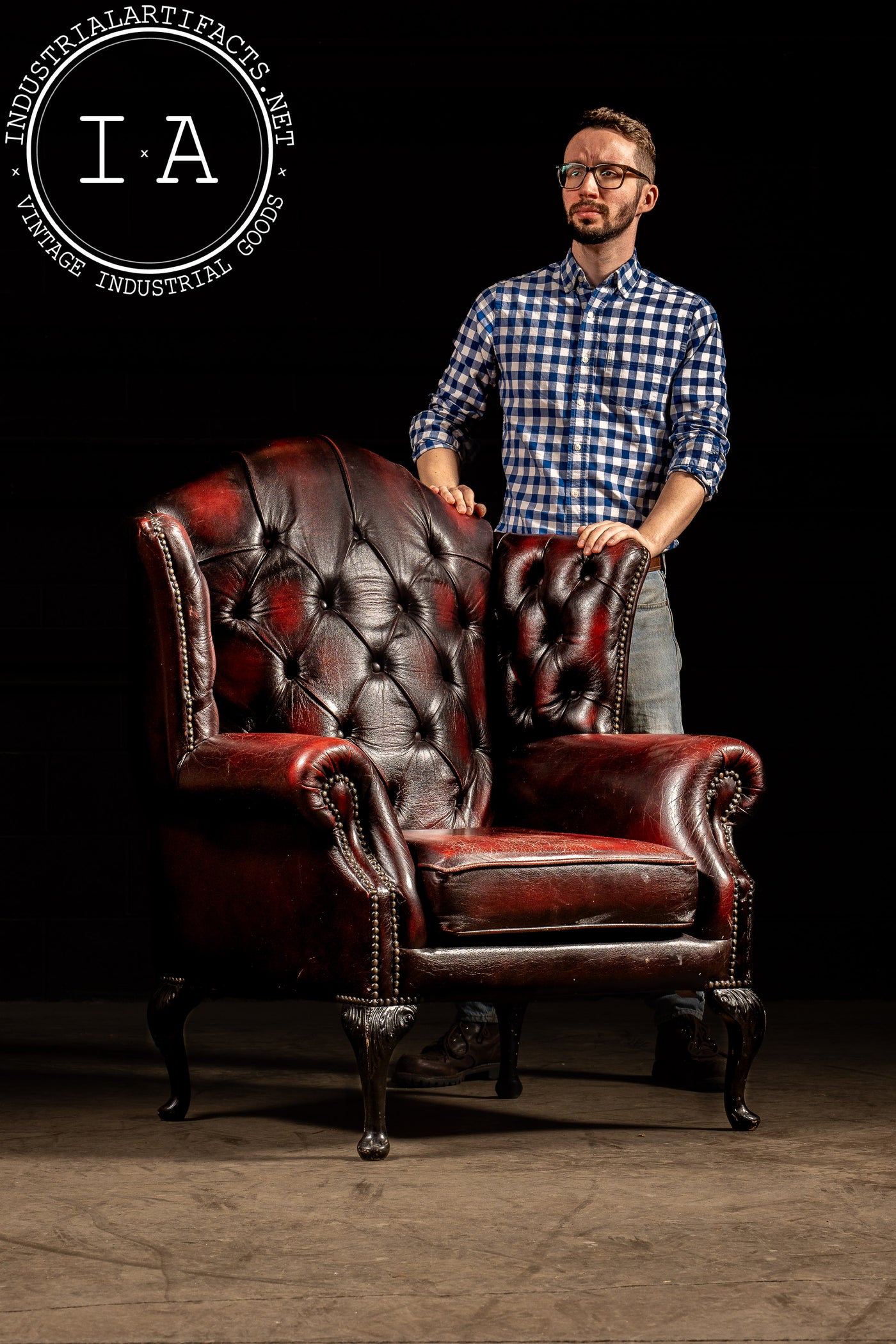 Vintage Tufted Leather Chesterfield Armchair in Oxblood