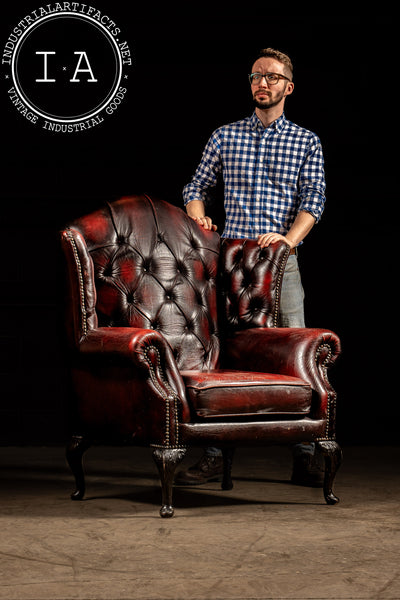 Vintage Tufted Leather Chesterfield Armchair in Oxblood