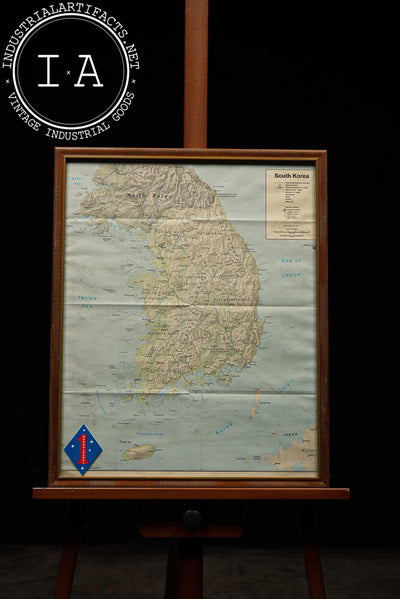 Framed Vintage US Military Map of South Korea