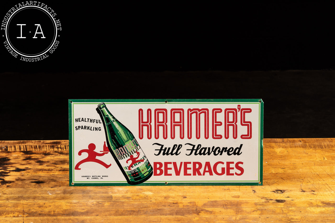 Vintage Painted Tin Kramers Beverages Sign
