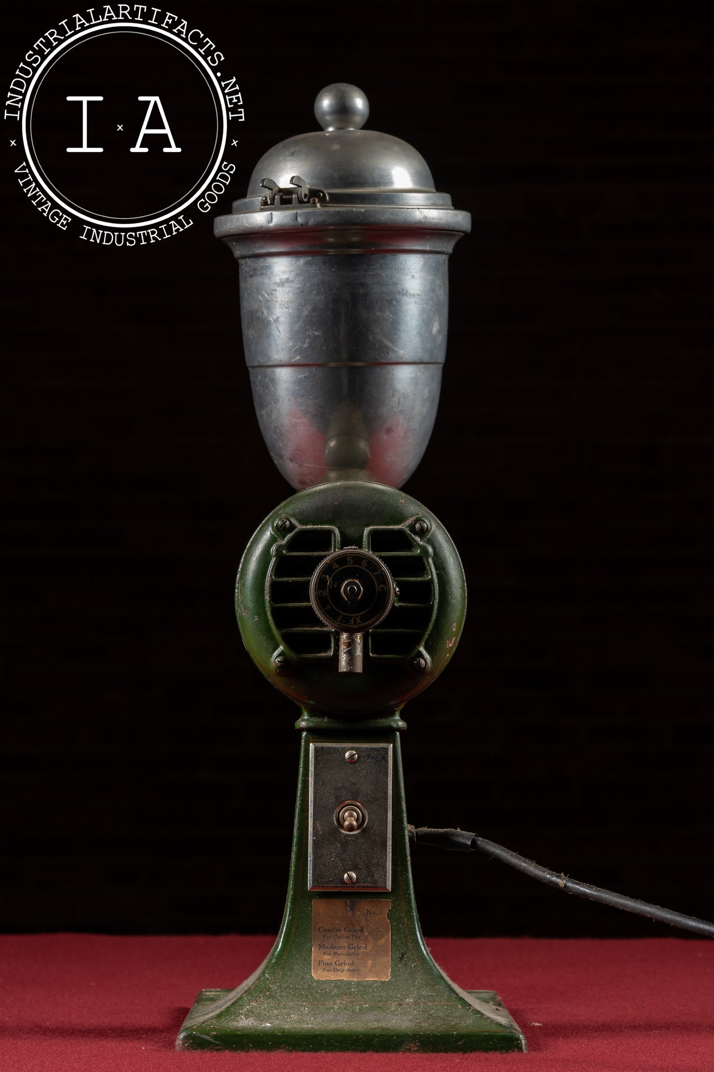 Vintage Cast Iron & Aluminum Electric Coffee Grinder by Holwick