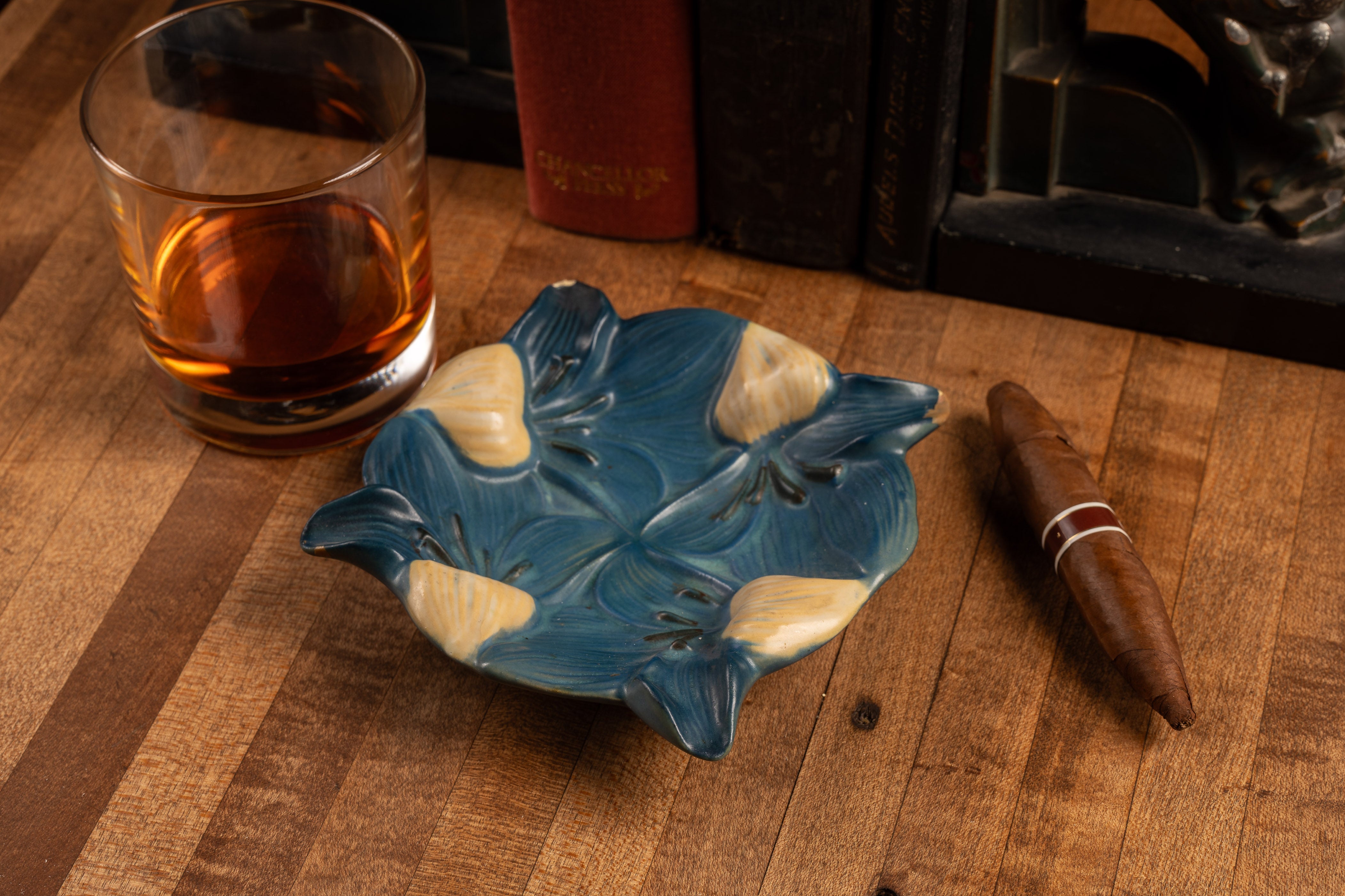 Vintage Blue Clayware Ashtray – Industrial Artifacts