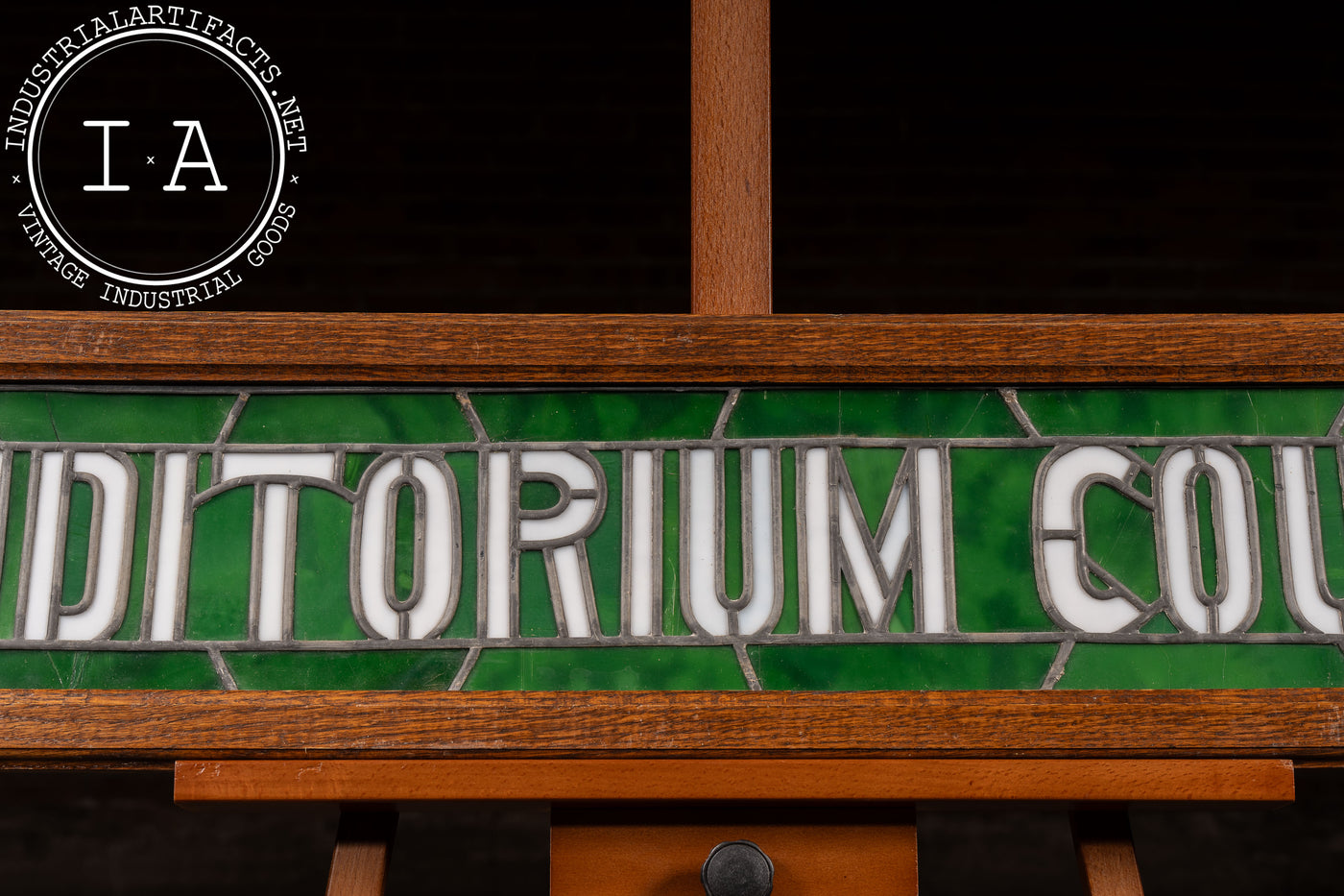 Antique “Auditorium Court” Stained Glass Transom Sign – Industrial ...