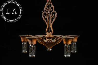 Vintage Art Nouveau-Inspired Cast Iron Ceiling Fixture by Virden