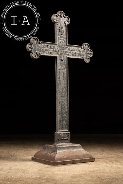 Late 19th Century Cast Iron Cross Headstone