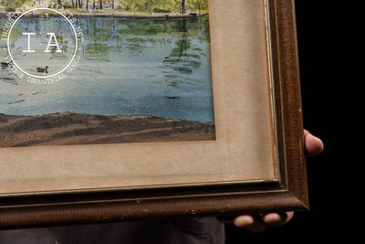 Framed Painting of Lagoon and Altgeld Hall, DeKalb, Signed