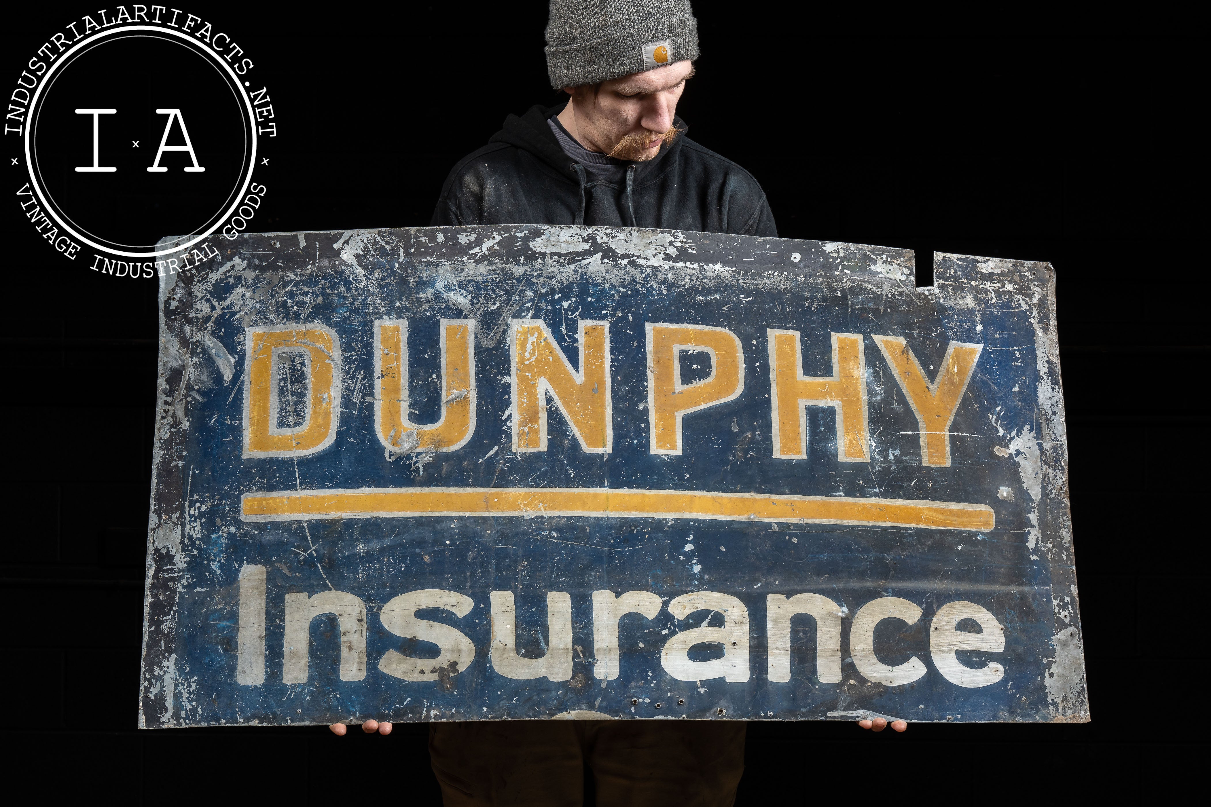 Antique Dunphy Insurance Painted Tin Sign – Industrial Artifacts