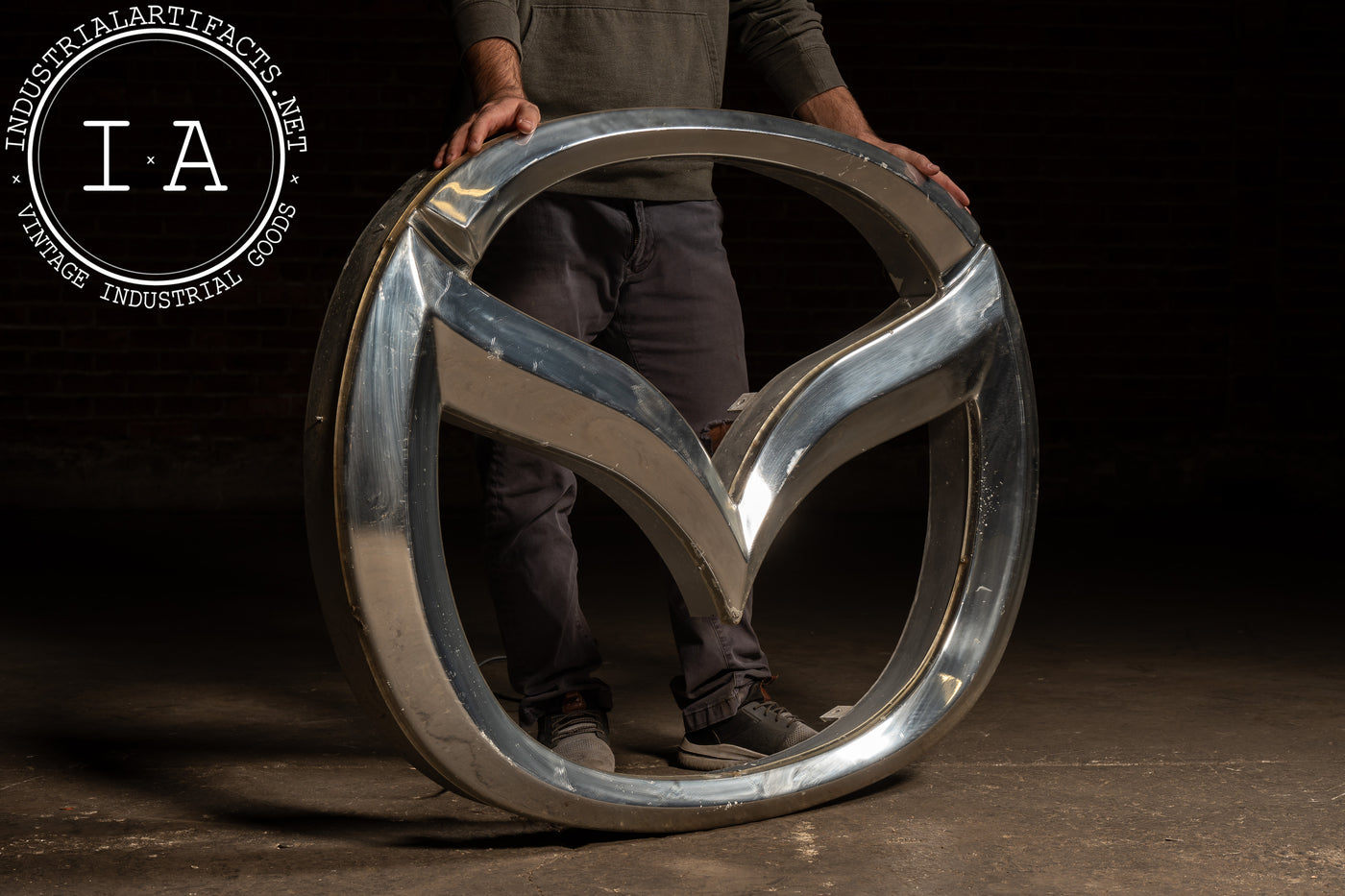 Large Lighted Aluminum and Plastic Mazda Dealership Sign