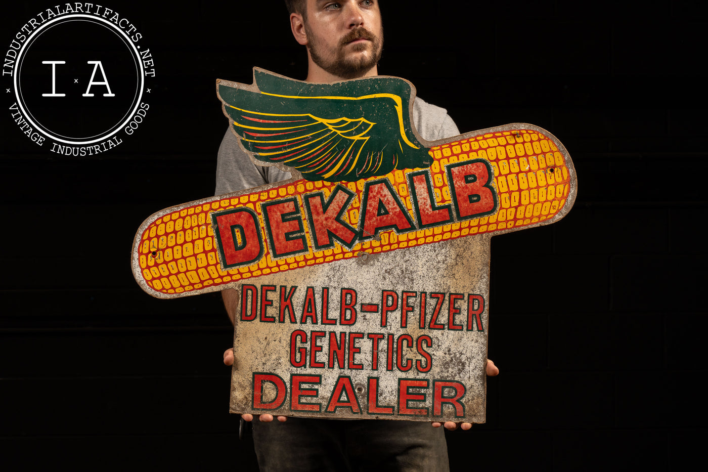 Vintage DeKalb-Pfizer Genetics Masonite Sign