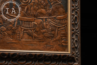 Cowboys Gambling | Framed Repoussé Copper Art Piece