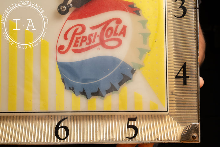 Vintage Lighted Plastic Pepsi Advertising Clock – Industrial Artifacts