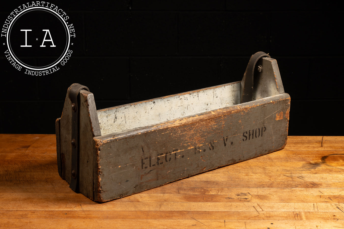 Vintage Electrician Tool Box with Leather Strap