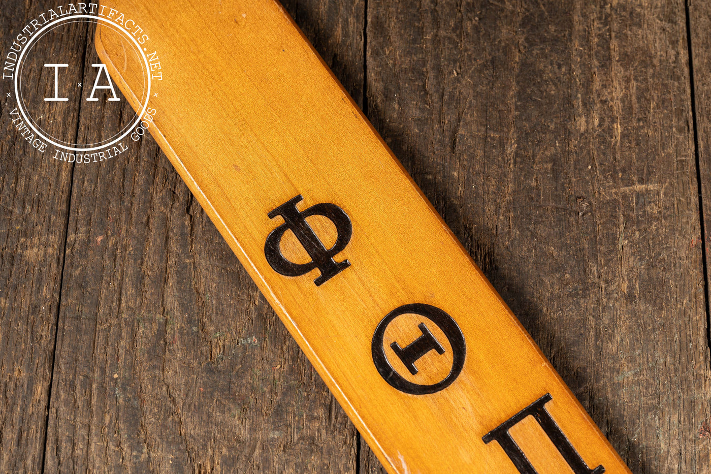 1963 Carroll College Phi Tau Pi Varnished Maple Fraternity Paddle