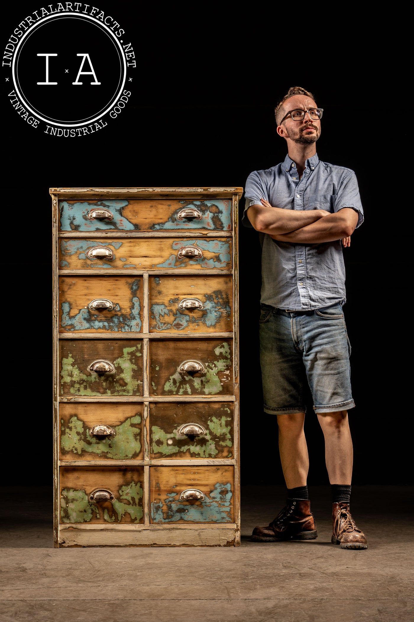 Early Pine Dresser with Distressed Paint