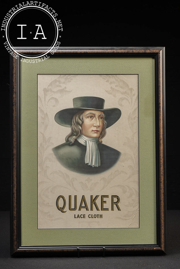 Framed Early 20th Century Quaker Lace Cloth Advertising Print