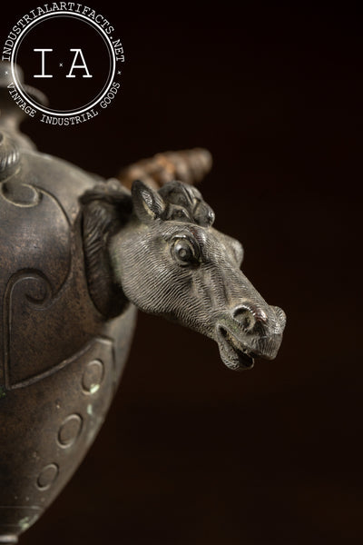 19th Century Victorian Figural Horse-Head Kerosene Smoking Stand & Cigar Lighter