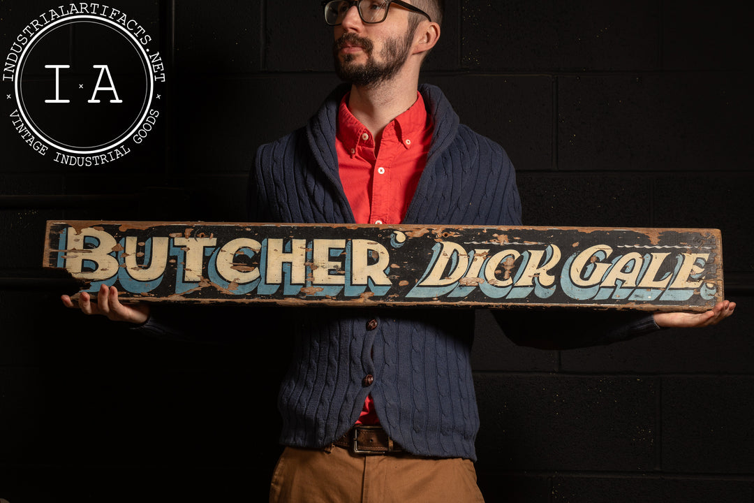 Vintage Painted Wood Butcher Storefront Sign – Industrial Artifacts