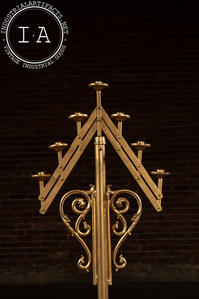 Vintage Gold-Painted Adjustable Floor Candelabra