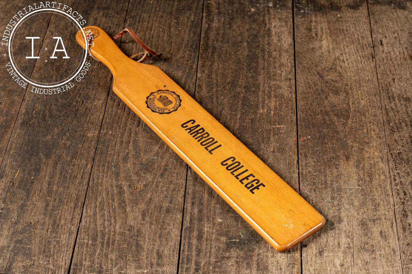 1963 Carroll College Phi Tau Pi Varnished Maple Fraternity Paddle