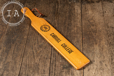 1963 Carroll College Phi Tau Pi Varnished Maple Fraternity Paddle