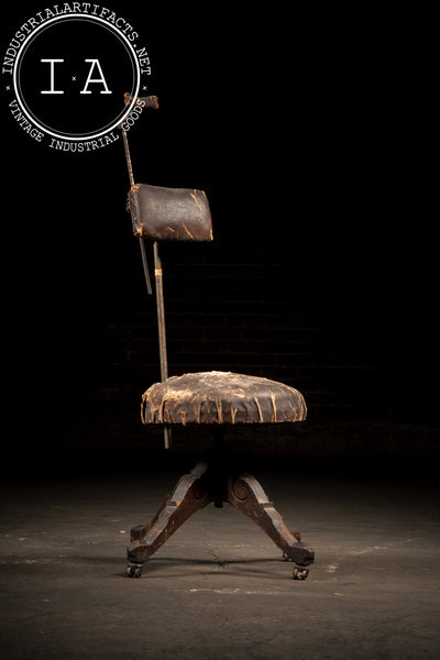 Antique Adjustable Rolling Dental Chair by O.C. White