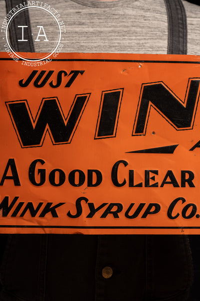 Antique Wink Soda Embossed Tin Tacker Advertising Sign