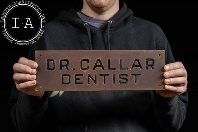 Early 20th Century Debossed Brass Dentist Trade Sign