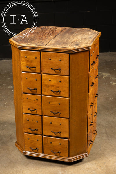 Early 20th Century Rotating Hardware Cabinet with Pull Drawers