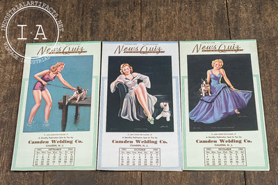 Lot of 6 Vintage News Quiz Calendars Camden Welding Pin-Up Art