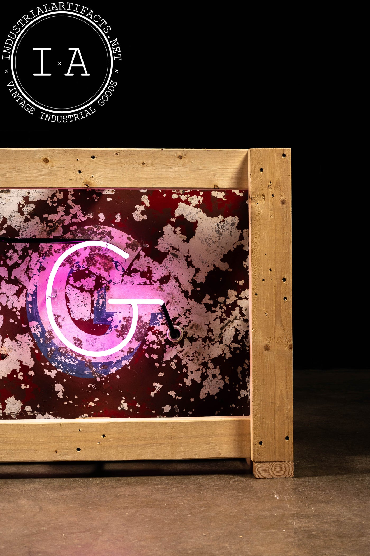 Vintage "Skating" Painted Tin Neon Sign