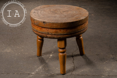 Round Butcher Block Coffee Table on Wooden Legs