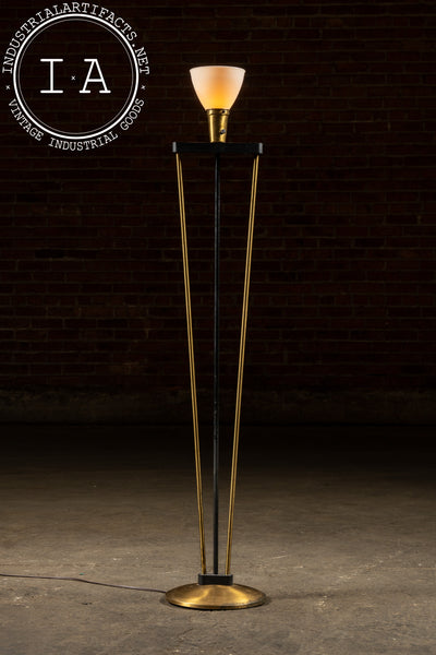 Mid-Century Standing Lamp with Milk Glass Shade