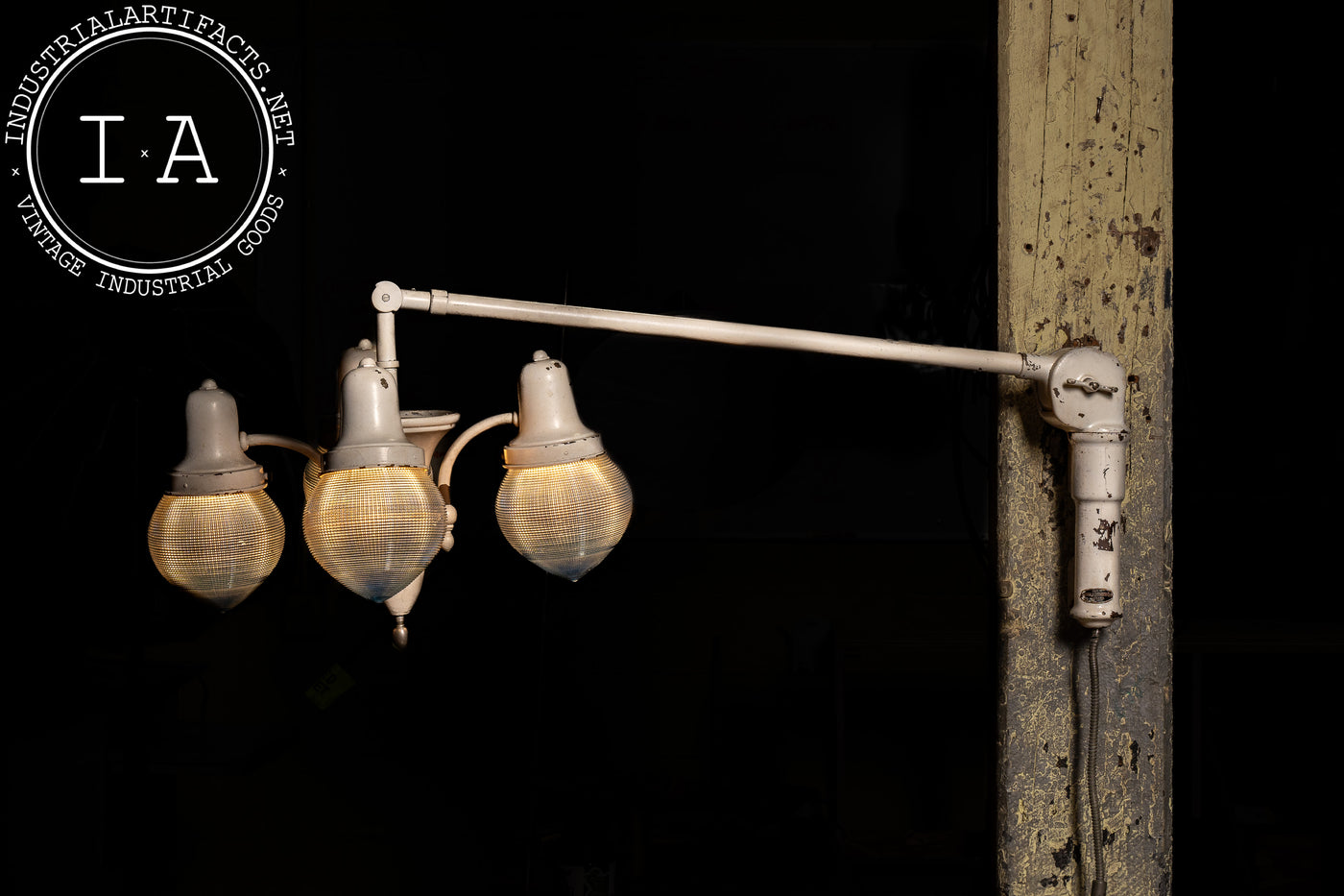 Antique Harry J. Bosworth Dental Lamp With Holophane Shades