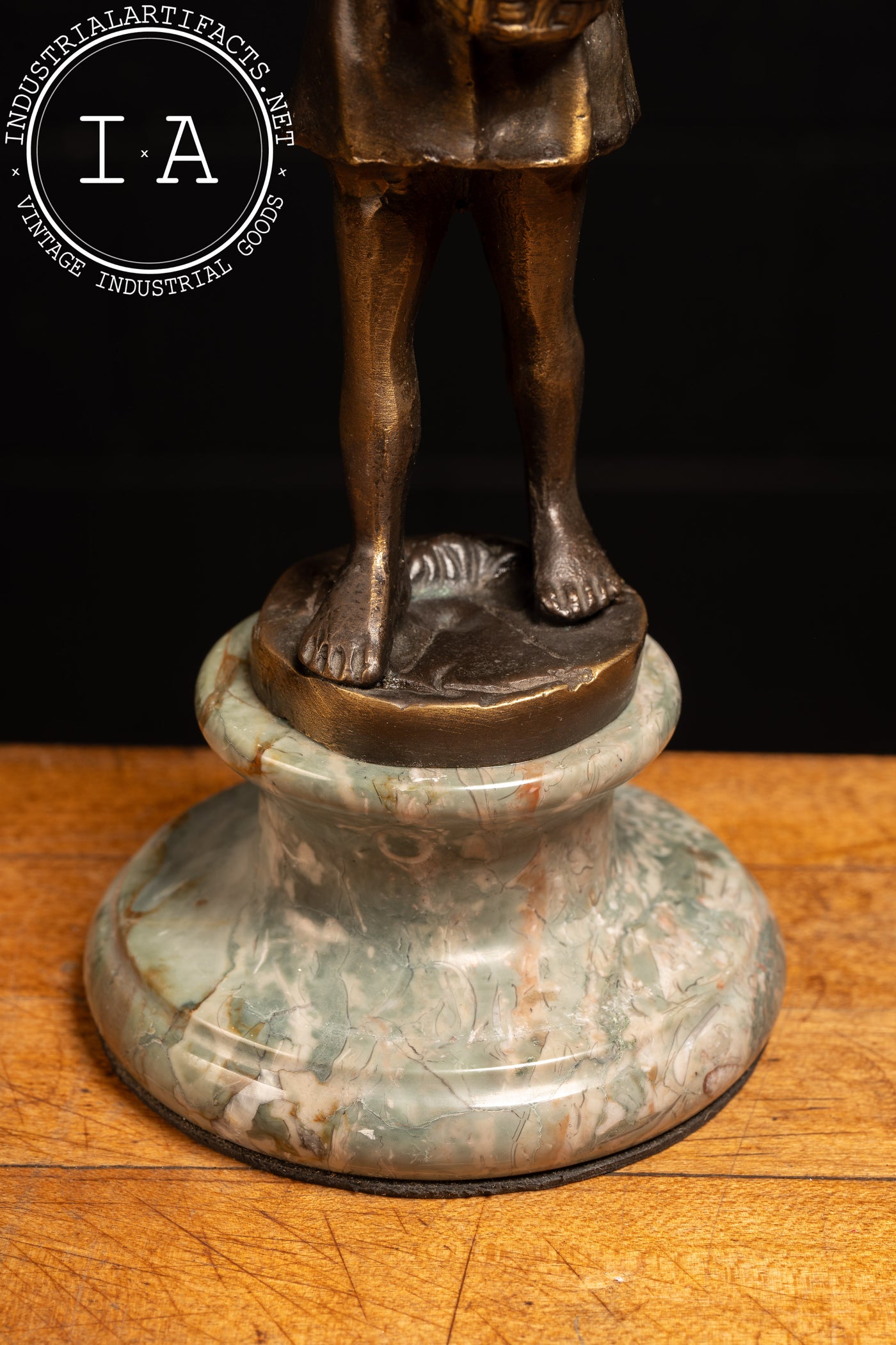 Vintage Bronze Sculpture of a Girl on Marble Base