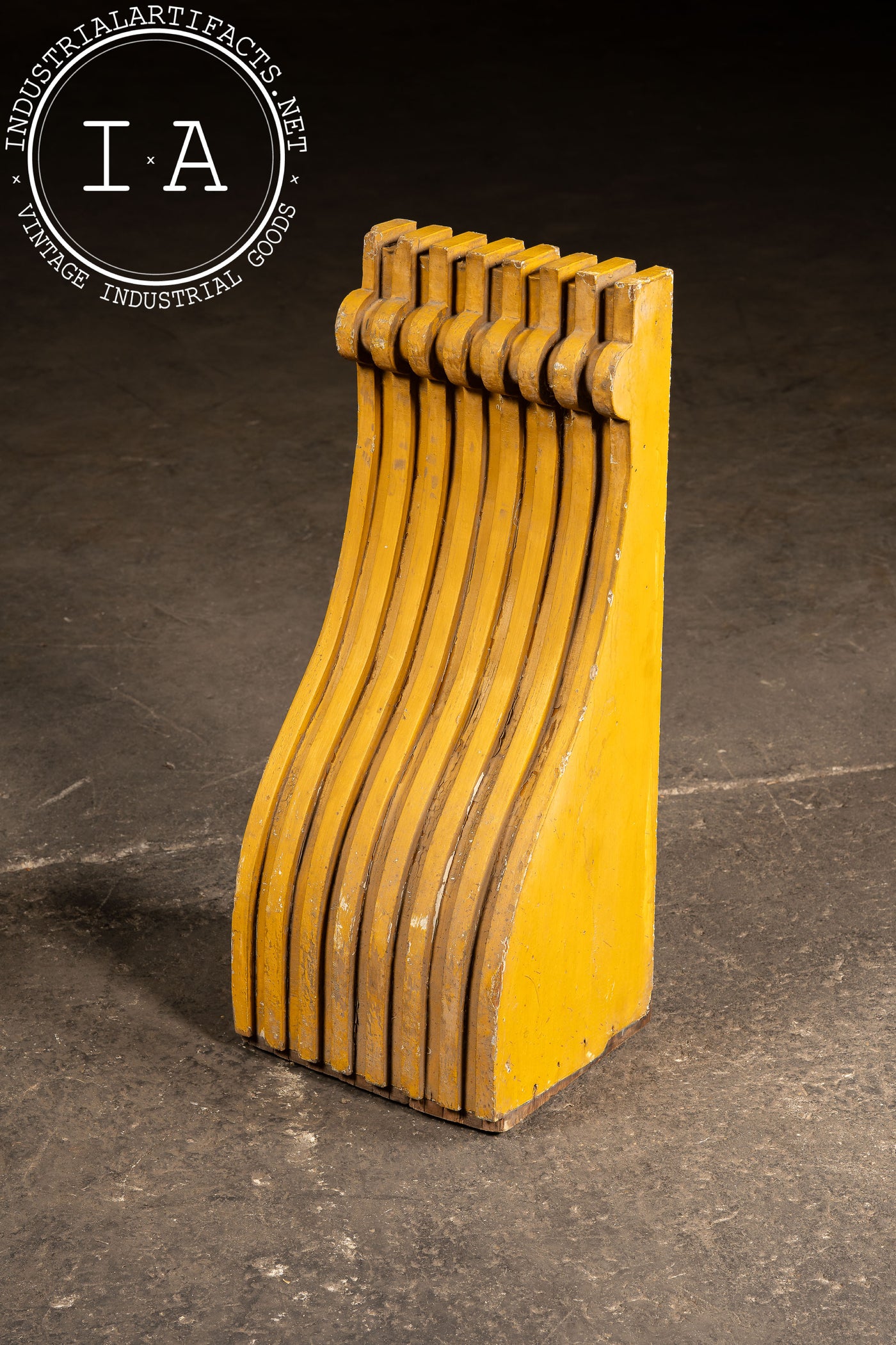 Set Of Two c. 1910 Craftsman Wooden Corbels In Mustard Yellow