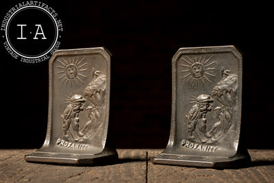 Antique Golf-Themed "Profanity" Bookends by Connecticut Foundry Co.