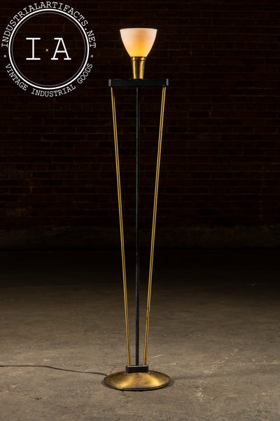 Mid-Century Standing Lamp with Milk Glass Shade